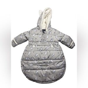 London Fog Baby Unisex Grey Dog Print Puffer Carbag Pram Snowsuit 6 Months